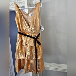 NWT Badgley Mischka by Mark and James gold cocktail dress size 0